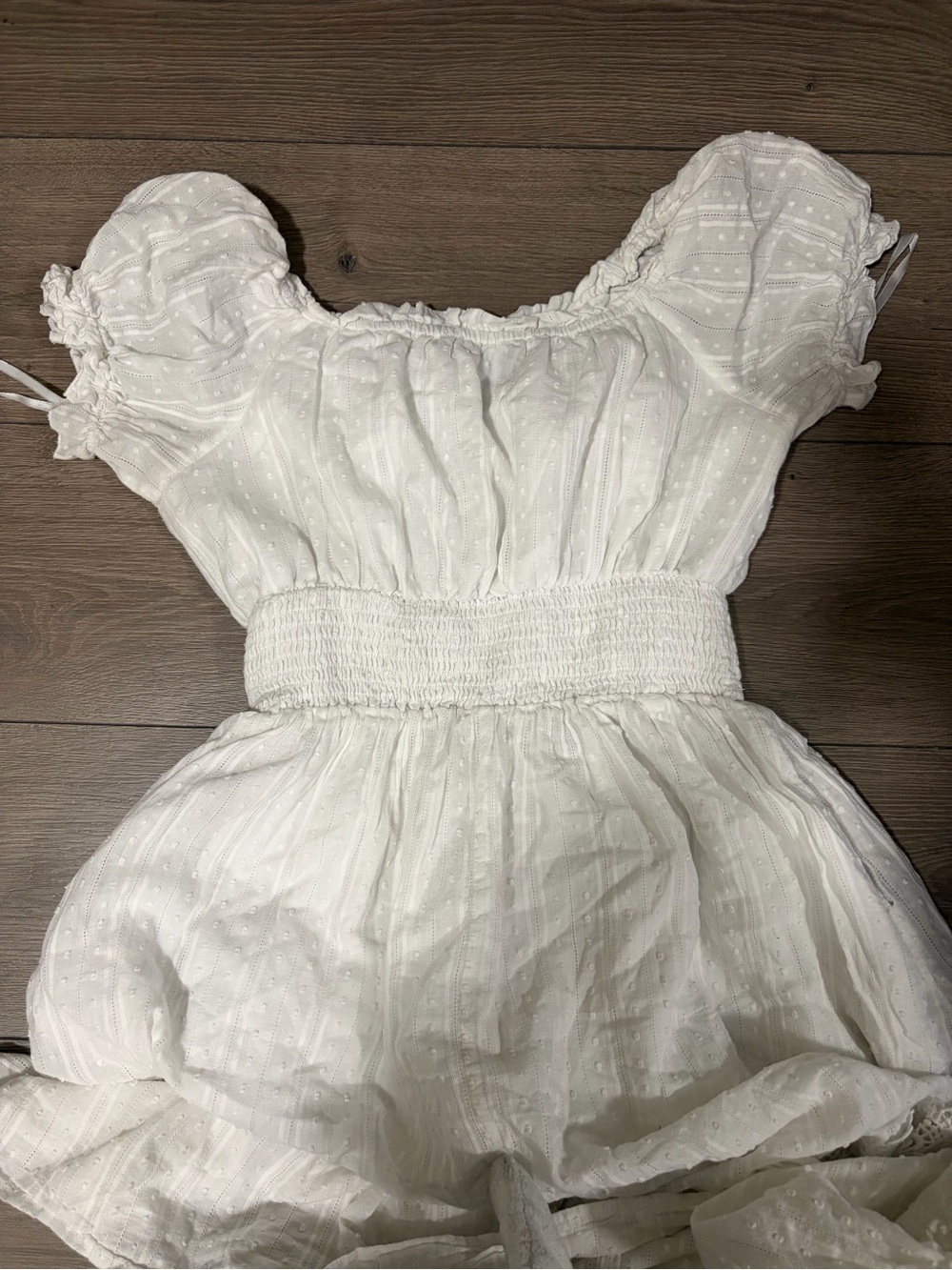 White Maxi Dress with Smocked Waist - Picture 3 of 5